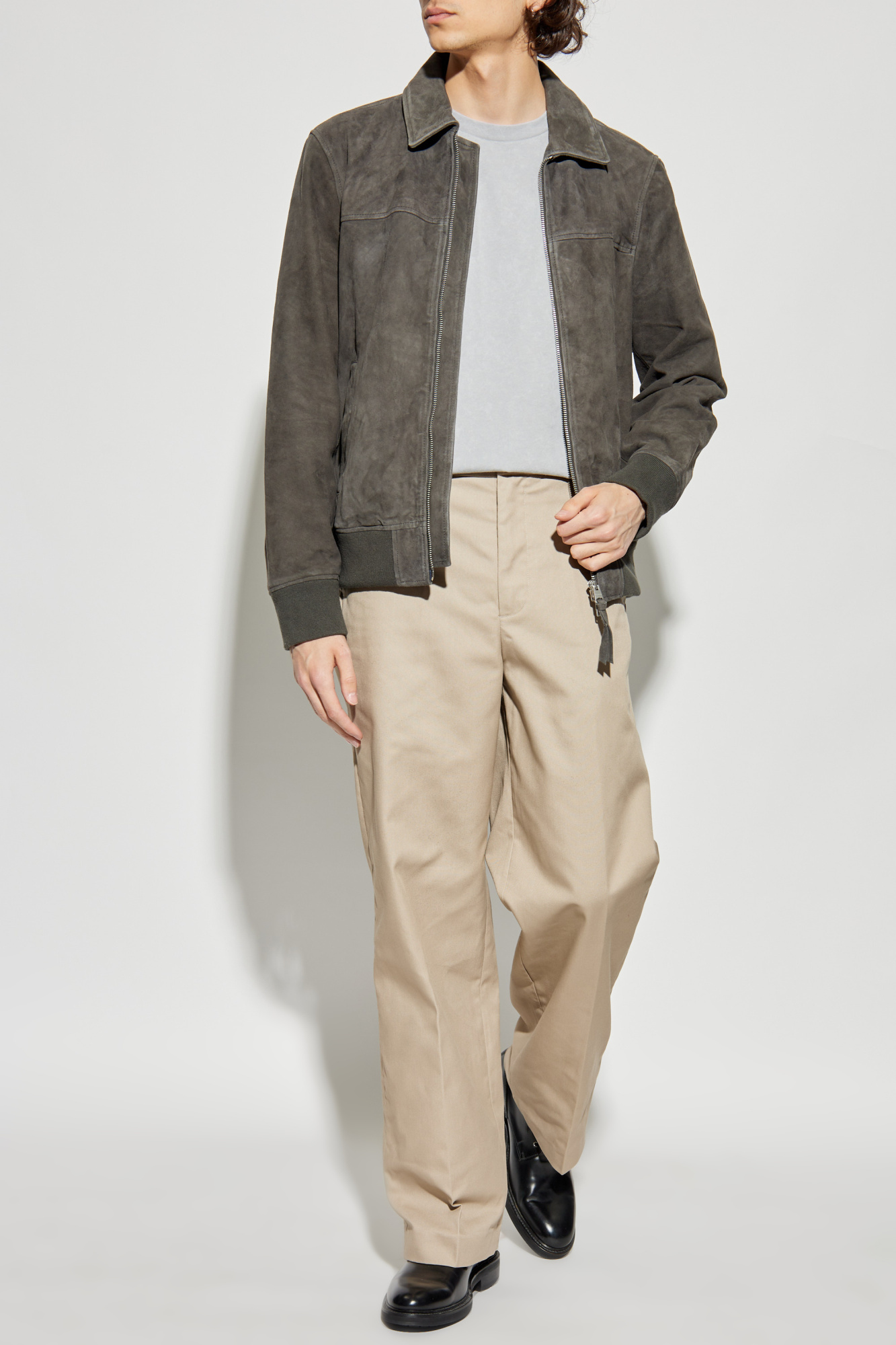 【ALLSAINTS】M65型ブラウンスウェードレザージャケット Grey Leather jacket AllSaints - Vitkac Canada